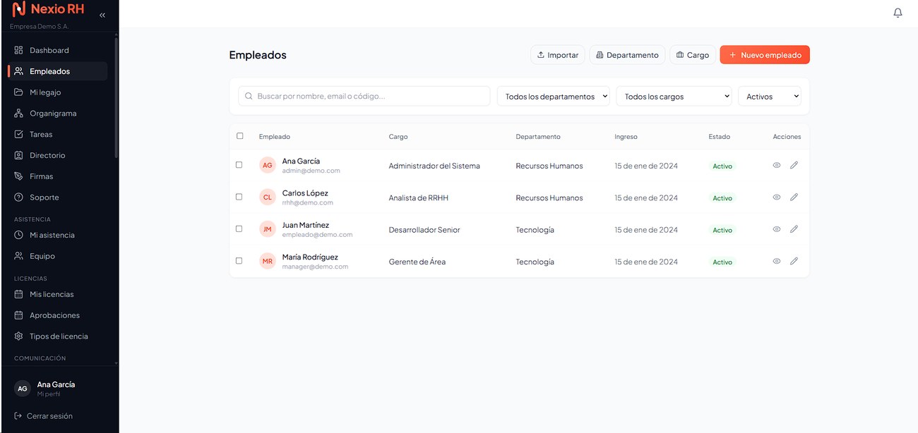Nexio RH — listado de empleados